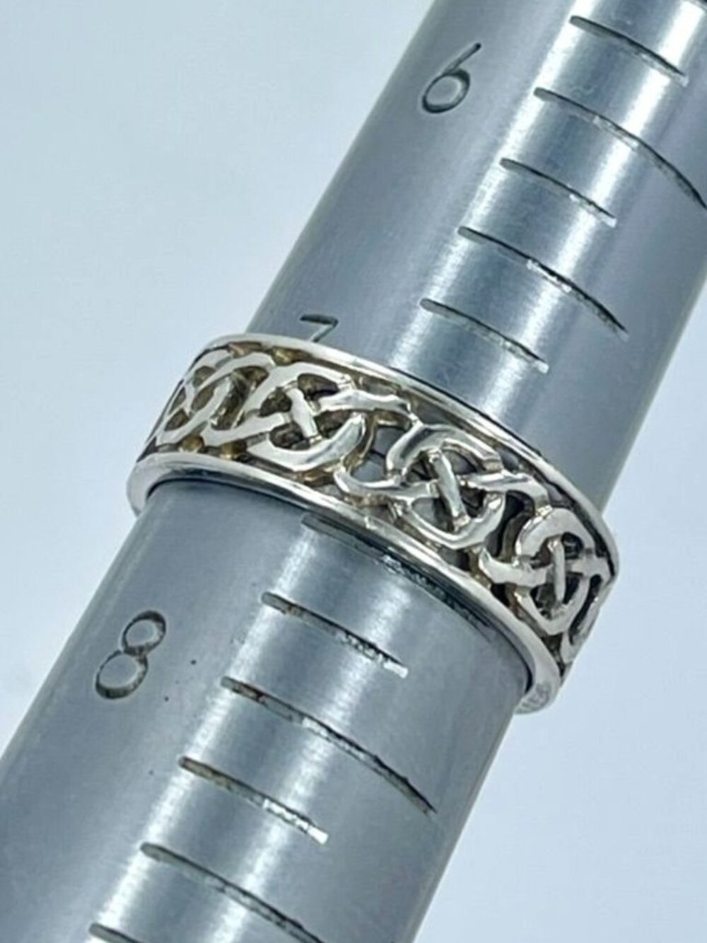 Vintage Sterling Silver Woven Openwork Filigree Chain Ring Size 7.25 - Picture 4 of 5